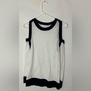 Rag & Bone JEAN Open Knit Sweater Tank White & Blue XS Petite